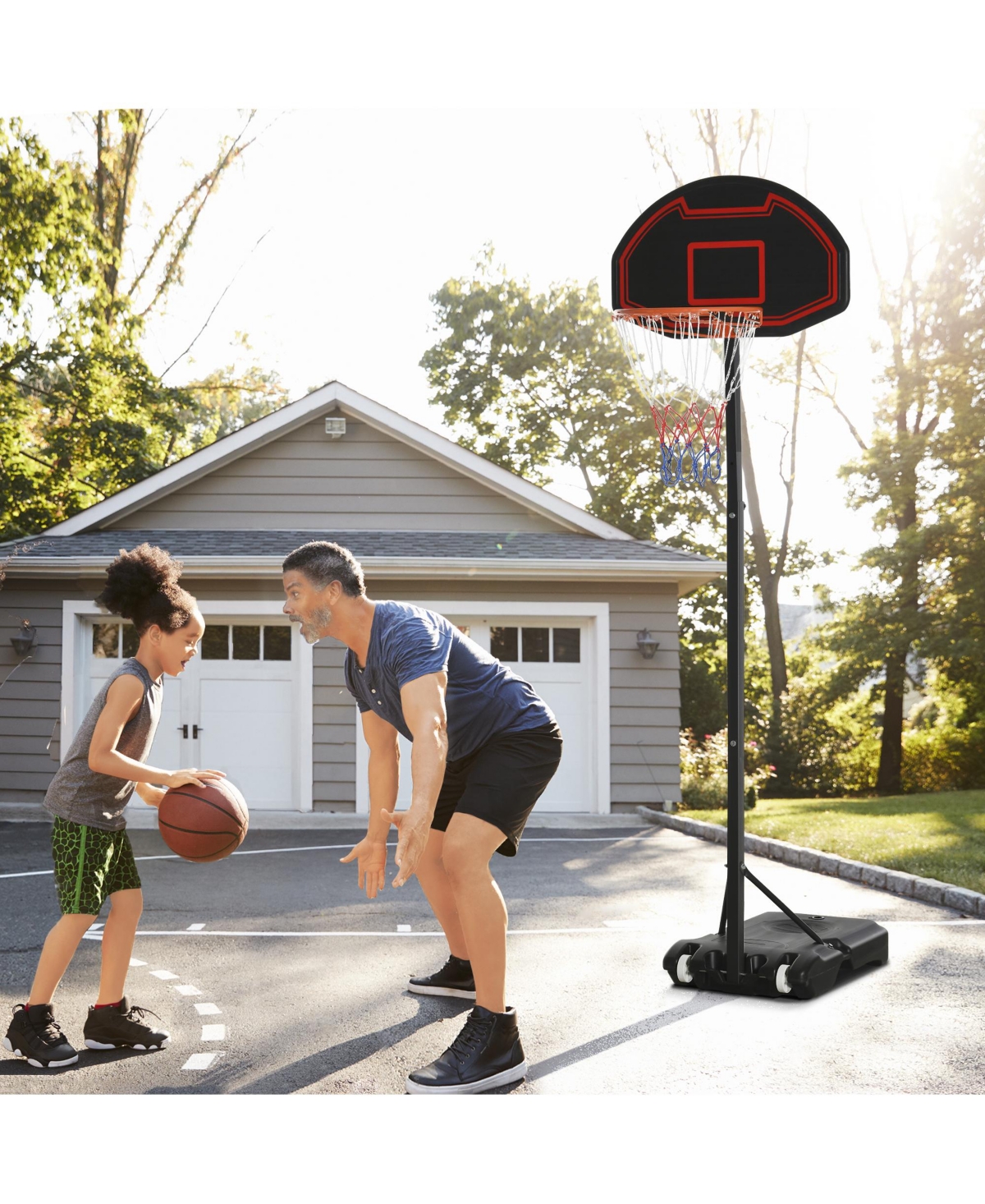 Streamdale Furniture Portable Basketball Hoop Stand, 5.1-6.9ft Height-Adjustable Basketball System with 29'' Backboard and Wheels for Indoor and Outdo