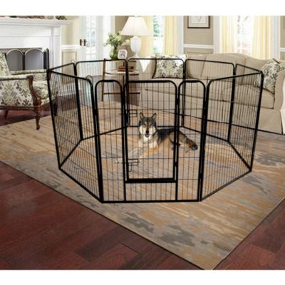 Metal Pet Playpen 39.13-in x 21.98-in Black Metal Indoor/Outdoor Playpen