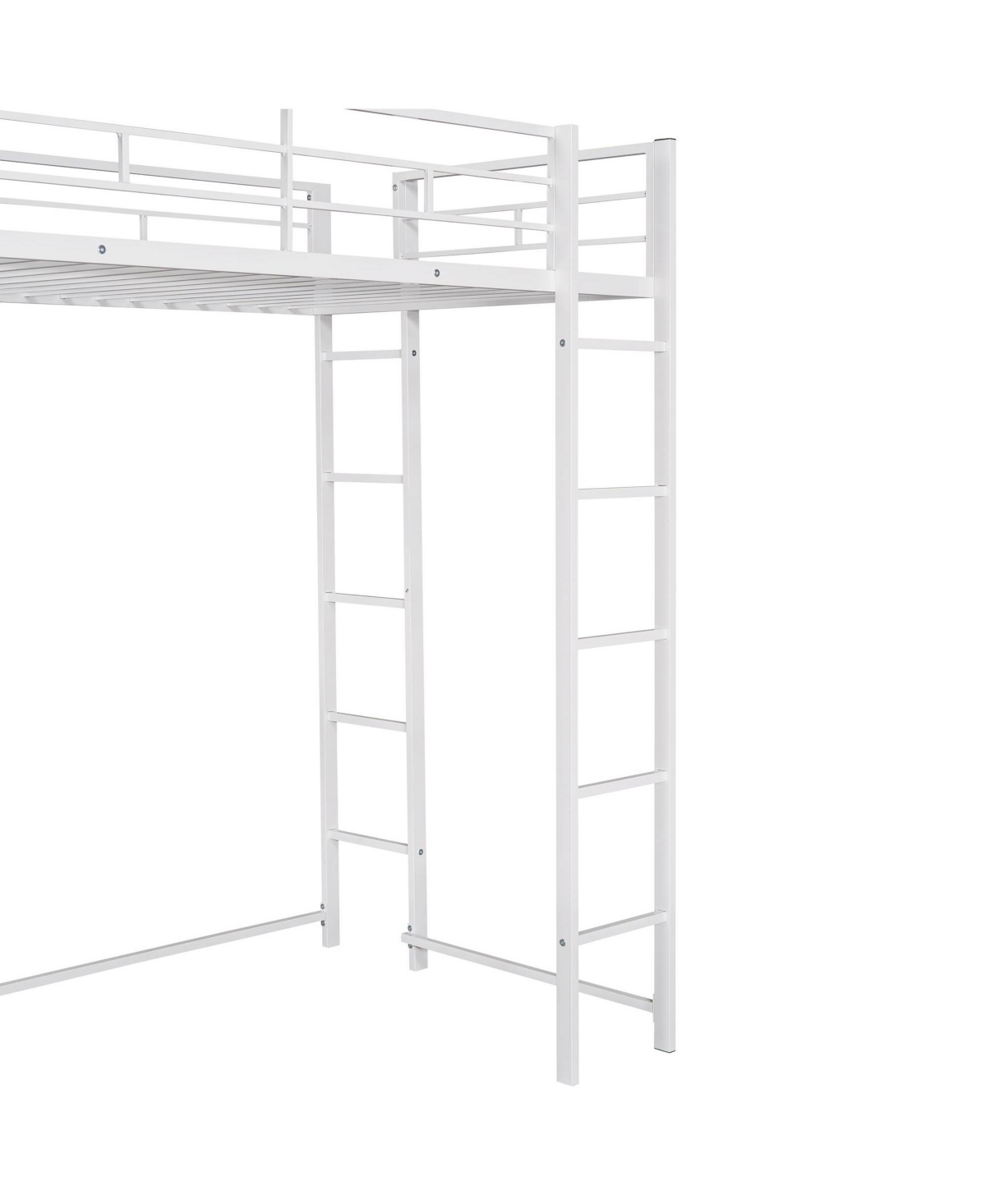 Slickblue Twin Metal Loft Bed with 2 Shelves and Desk - Space-Saving Solution for Bedrooms