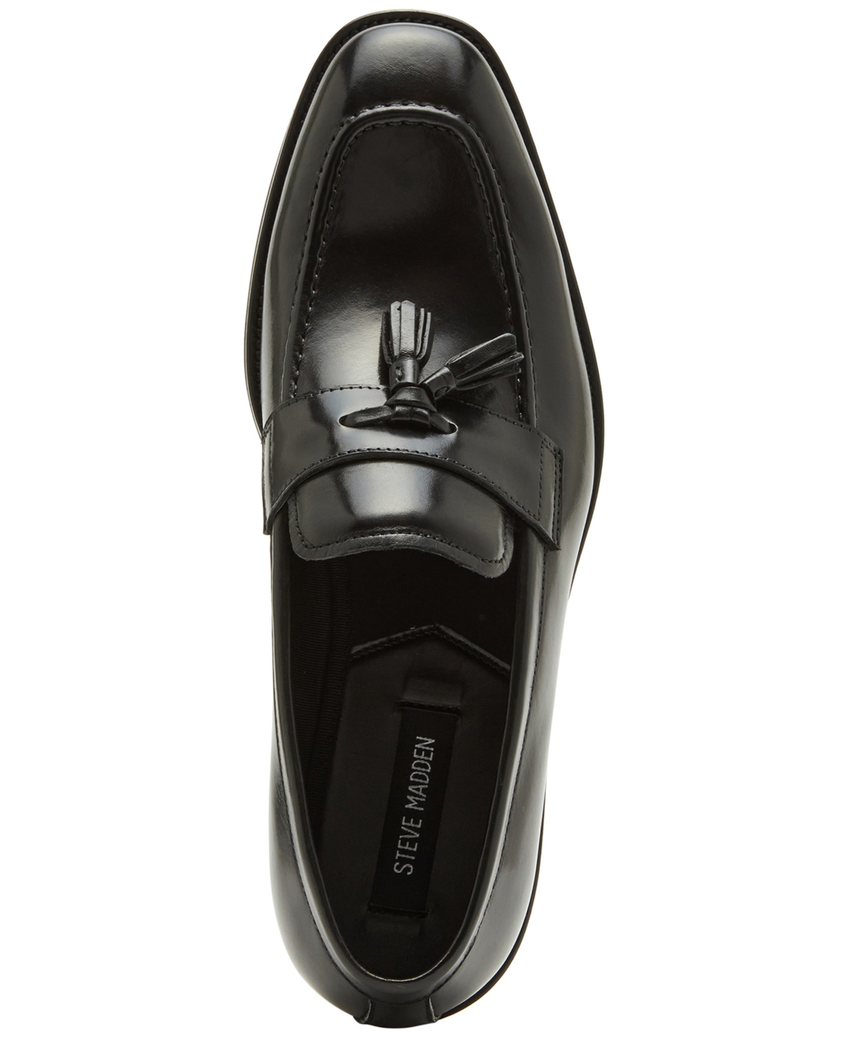 Steve Madden Men's Gray Tassel Leather Loafer In Black Leather