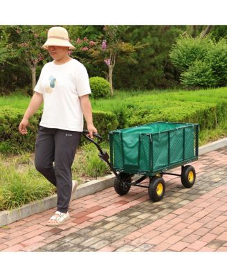 Streamdale Flower Cart with Green Cloth Bag for Easy Firewood Transport