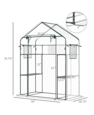 Outdoor Walk-in Mini Greenhouse with Mesh Door & Windows, Small Portable Garden Green House with 3 Tiers 6 Shelves, Trellis, & Plant Labels
