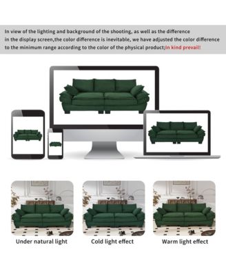 Curved Sofa with Pillows, 85.4" Corduroy Couch