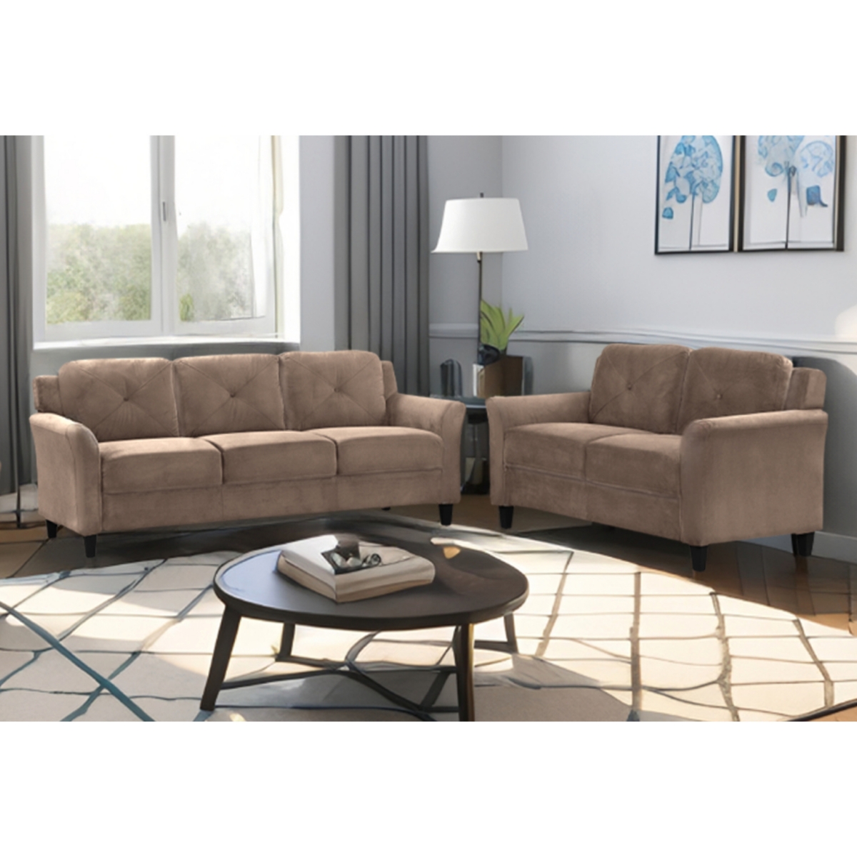 Streamdale Furniture Fashionable living room sofa for people, Brown velvet fabric