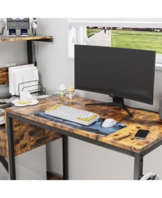 Brown Study Desk with Power & Storage