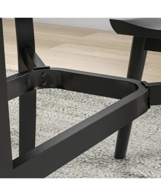 Rectangle Outdoor Dining Table for 6 People, Steel Rectangular Patio Table with Umbrella Hole, Steel Frame for Garden, Balcony, Black