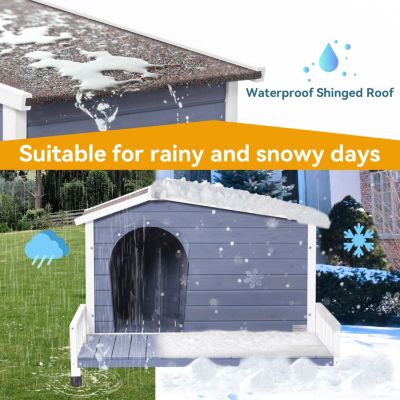 Streamdale Large Wooden Dog House with Terrace and Waterproof Roof