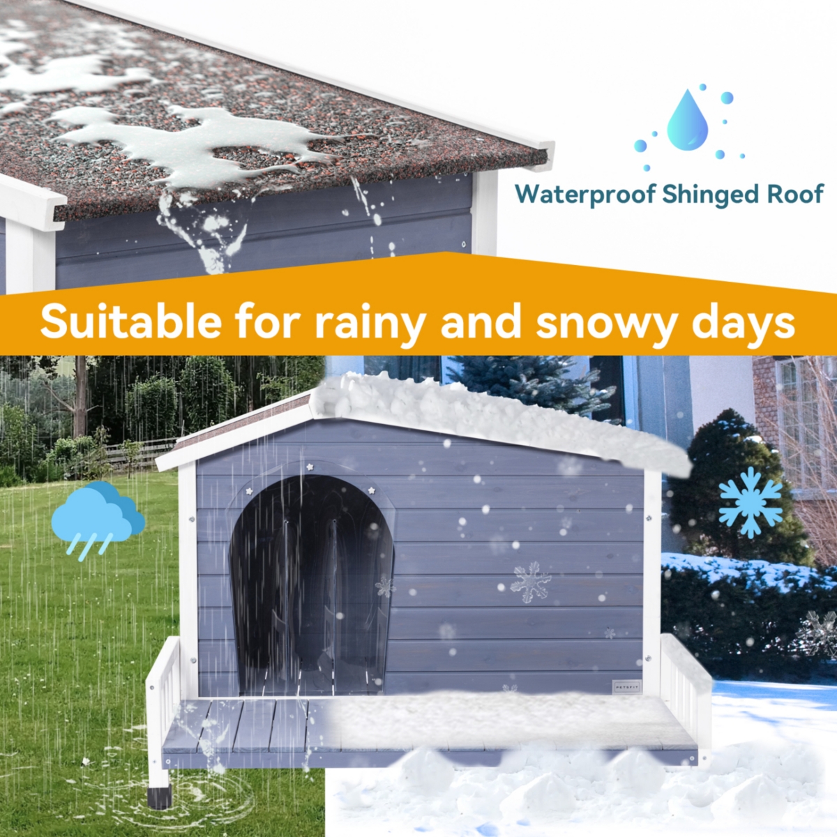 Streamdale Large Wooden Dog House with Terrace and Waterproof Roof