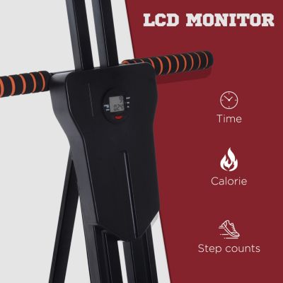Vertical Climber, High-Intensity Cardio & Muscle Toning Exercise for Home Gym, Folding Steel, Adjustable Height, Display Monitor, 220 lbs. Weight Capacity, Black