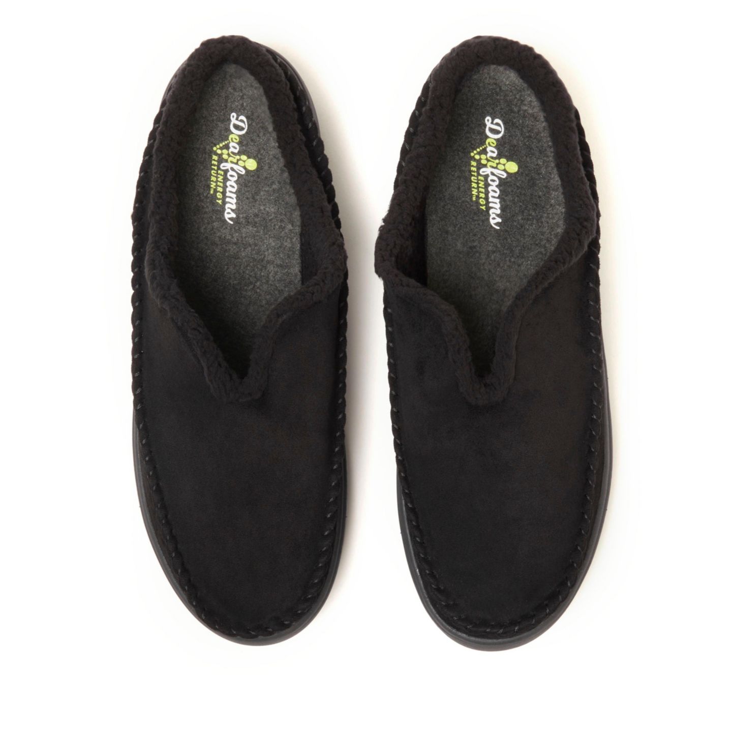 Мужские сабо Dearfoams Elm Energy Return Moccasin Toe Clog House Shoe Slipper, цвет: Чёрный — фото 7