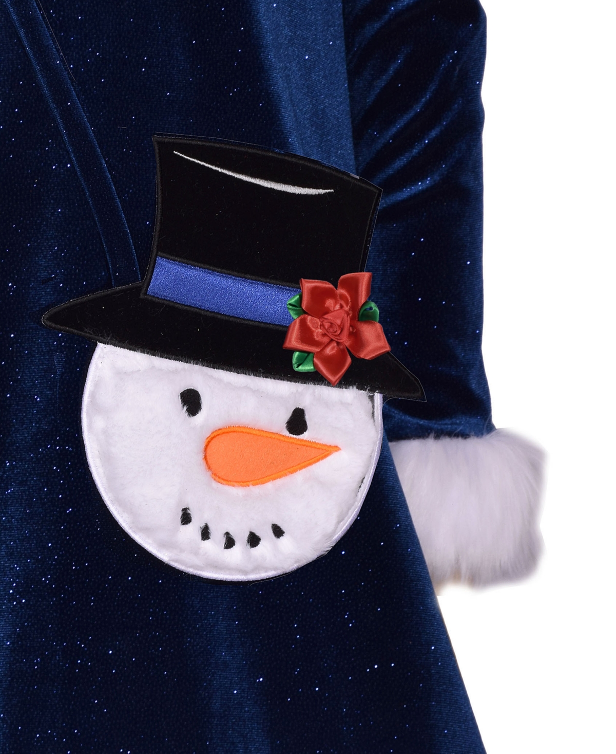 Bonnie Jean Little Girls Glitter Stretch Velvet Dress with Snowman Bag, 2-Piece Sets