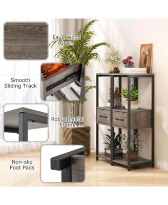 1 Pack 3 Tier Tall Metal Plant Stand Indoor Plant Table with Drawer Anti-tipping Devices