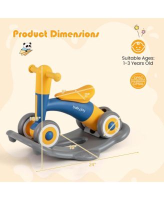 3 in 1 Rocking Horse with Detachable Balance Board and Height Adjustable Seat