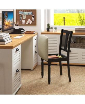 Set of 4 Upholstered Wooden Dining Chair w/ Seat Storage Space Brown