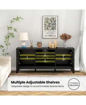 TV Stand for TVs up to 65" with 3-Position Adjustable Shelves Tempered Glass Doors