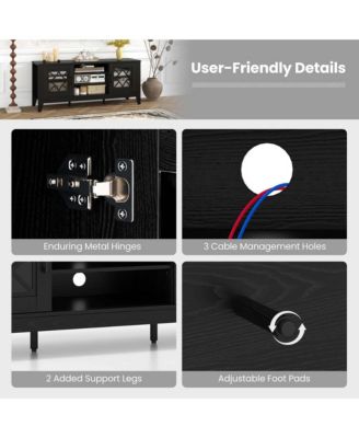 TV Stand for TVs up to 65" with 3-Position Adjustable Shelves Tempered Glass Doors