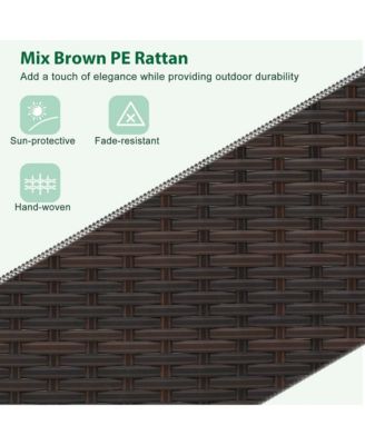 3 PCS Patio Bar Set with Tempered Glass Tabletop 2-Tier Storage Removable Cushions