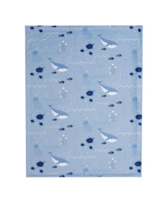 Bubbles & Squirt Blue Ocean/Aquatic Whale Soft Fleece Baby Blanket