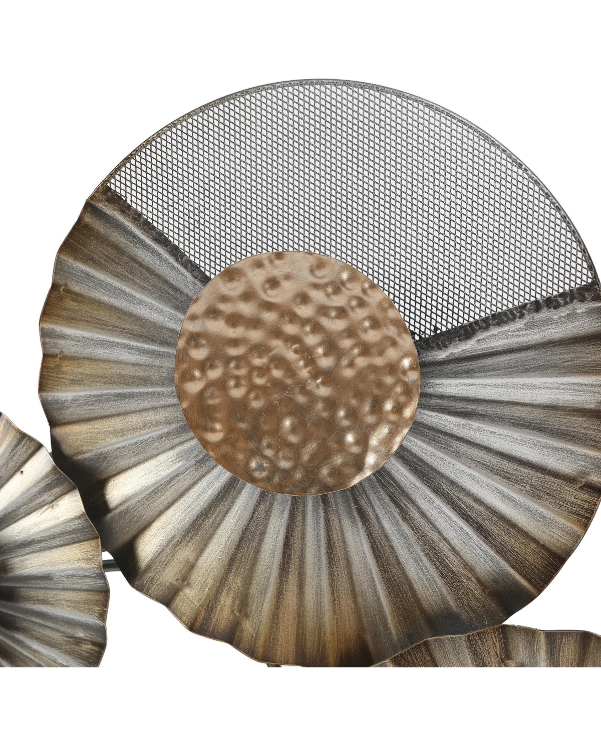 LuxenHome W Distressed Metal Modern Flower Wall Decor