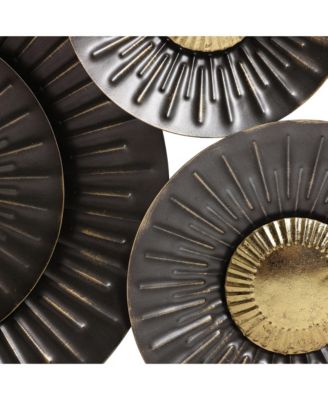 41.3-In Wide Brown and Gold Metal Abstract Flower Wall Decor