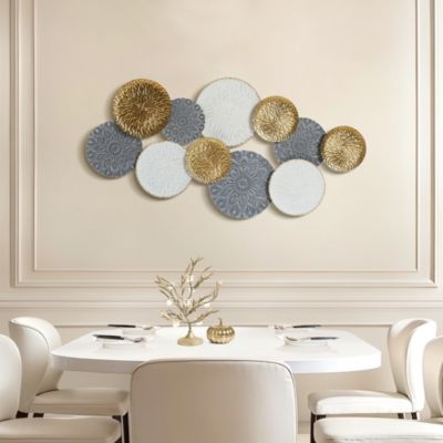 48-In Wide Connected Circles Metal Wall Decor Sculpture