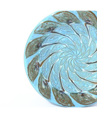Powder Blue Vintage Spiral Ceramic 20-In Tall Birdbath