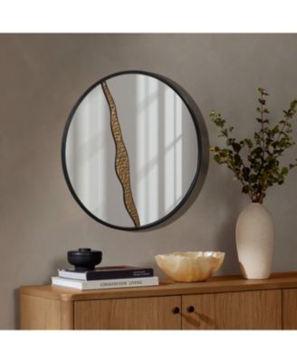 Goldrush Black Metal Frame Round Wall Mirror