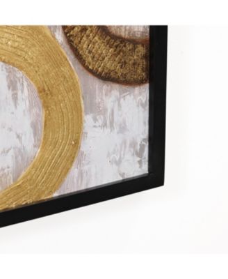 2-Piece Gold and Brown Metal with Black Rectangle Frame Wall Decor Set