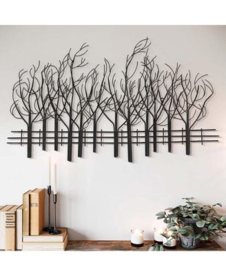 Snowy Black Metal Field of Trees Wall Decor