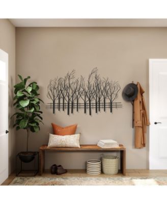 Snowy Black Metal Field of Trees Wall Decor