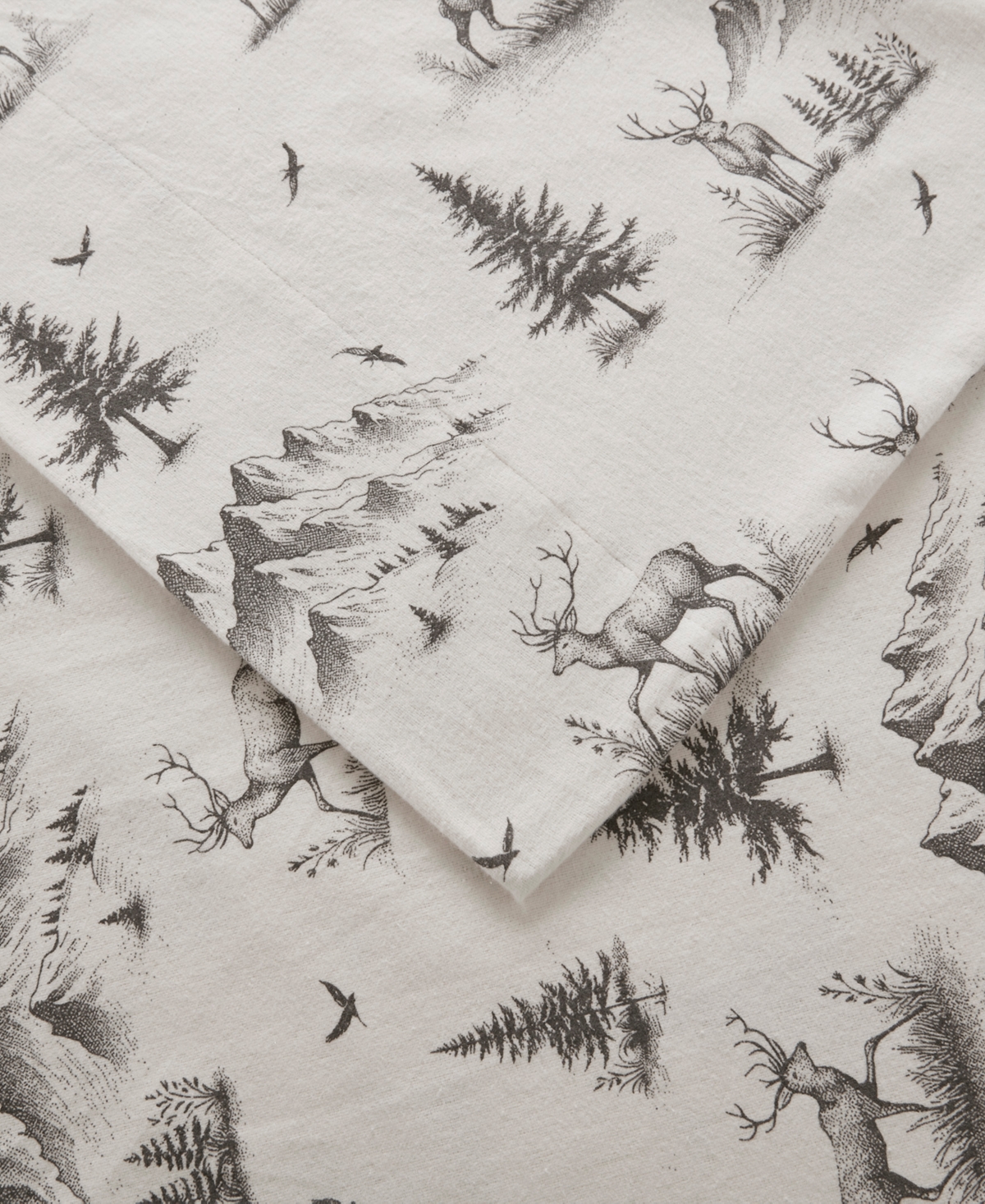 Woolrich Printed Flannel 3-pc. Sheet Set, Twin In Gray Deer Toile