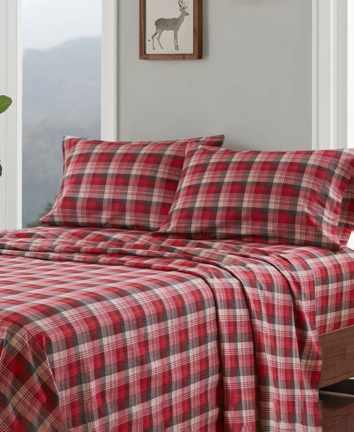 Woolrich Printed Flannel 4-pc. Sheet Set, Full In Red Plaid