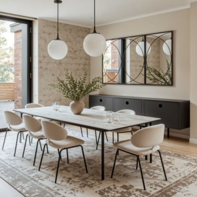 3-Piece Black Metal Rectangular Wall Mirror Set Large Vanity Bathroom Mirror Accent Decor