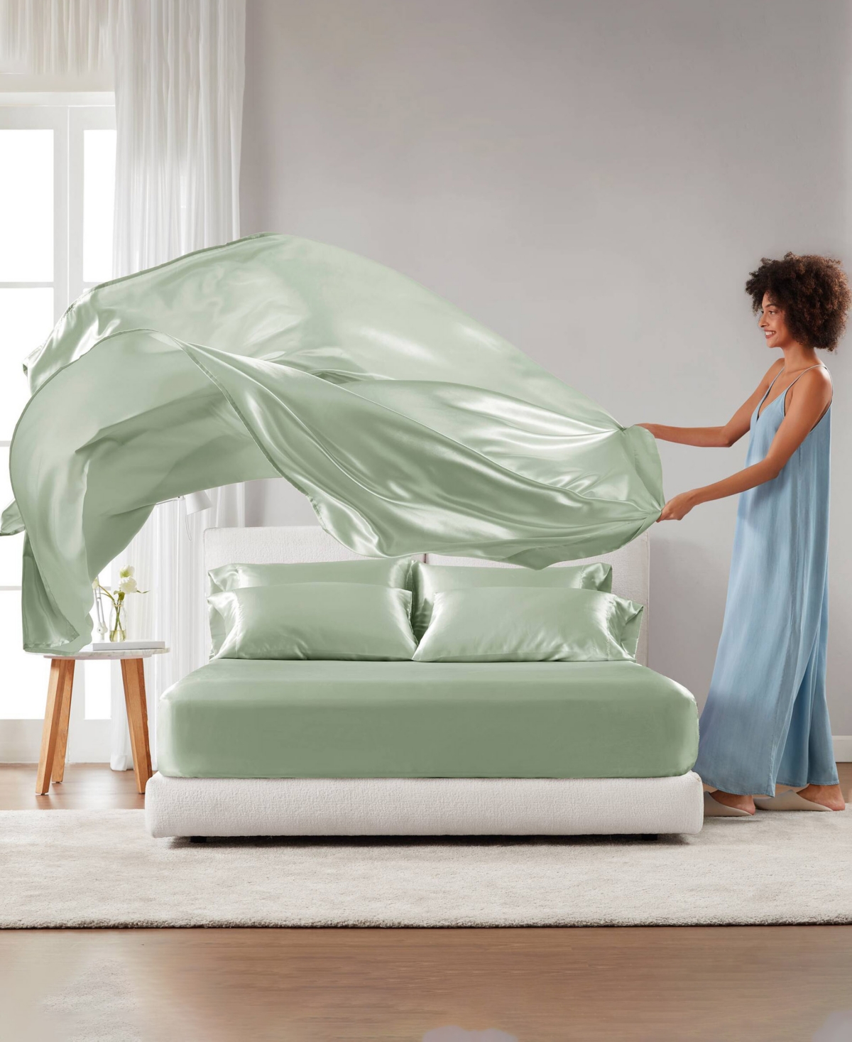 Madison Park Essentials Satin 4-pc. Sheet Set, Twin In Sage