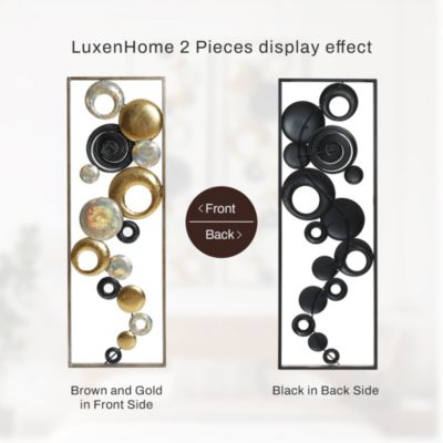 Set of 2 Modern Multi-Color Abstract Metal Wall Decor Panels Wall Art Large Wall Hanging Sculptures