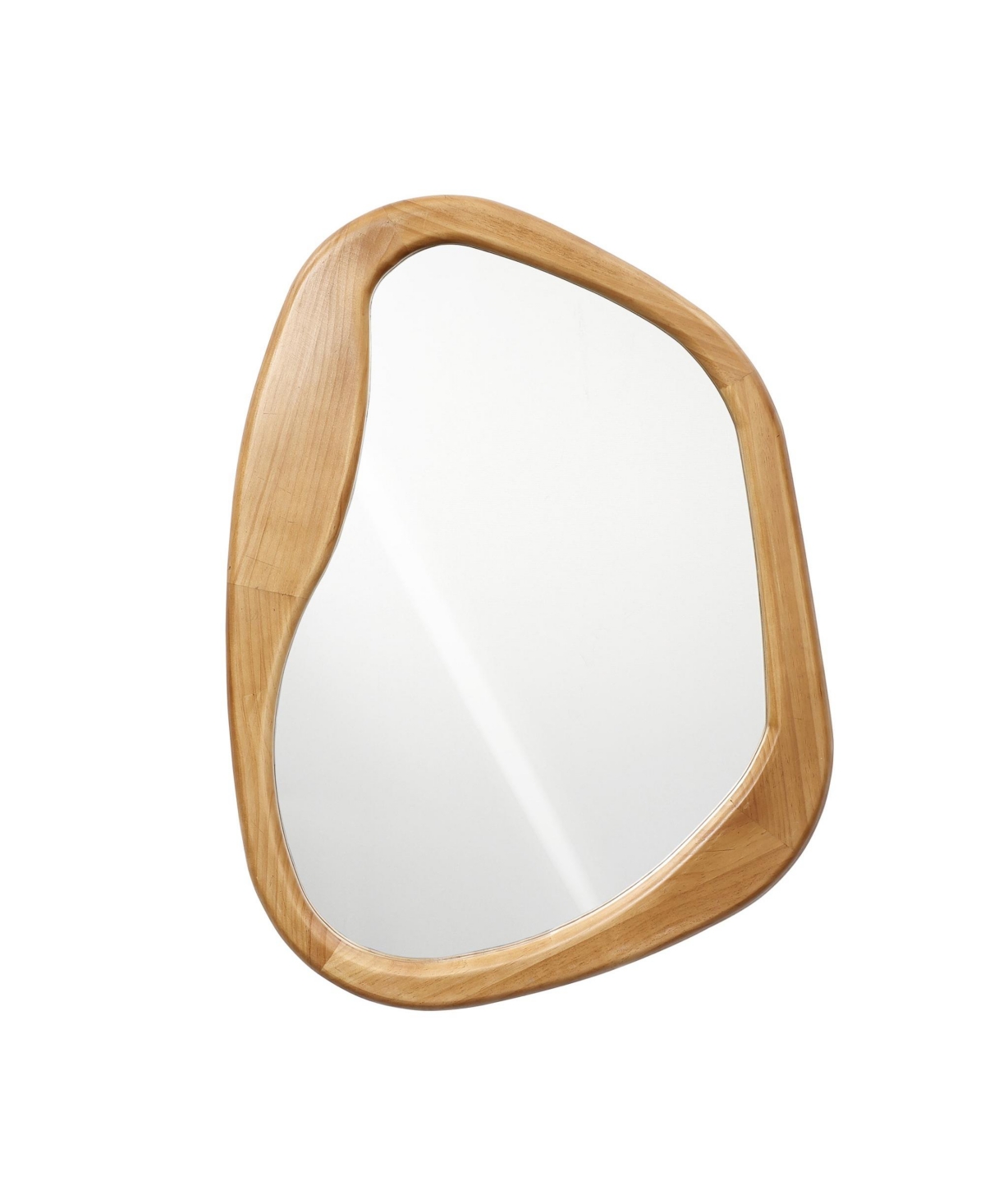 Luxenhome Freeform Pine Wood Frame Oblong Wall Mirror In Brown