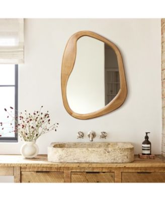 Freeform Pine Wood Frame Oblong Wall Mirror