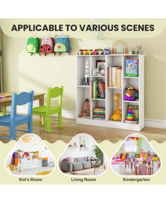 5-Cube Wooden Bookcase with Anti-Tip Kits and Storage Organizer for Kids' Room