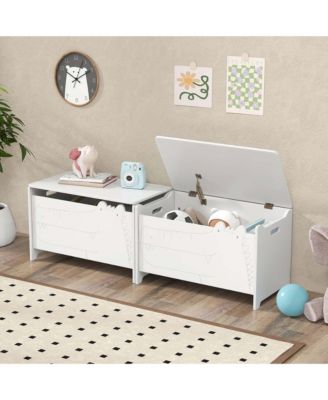 Kids Toy Box with Safety Hinge Wood Storage Chest Flip-Top Storage Organizer