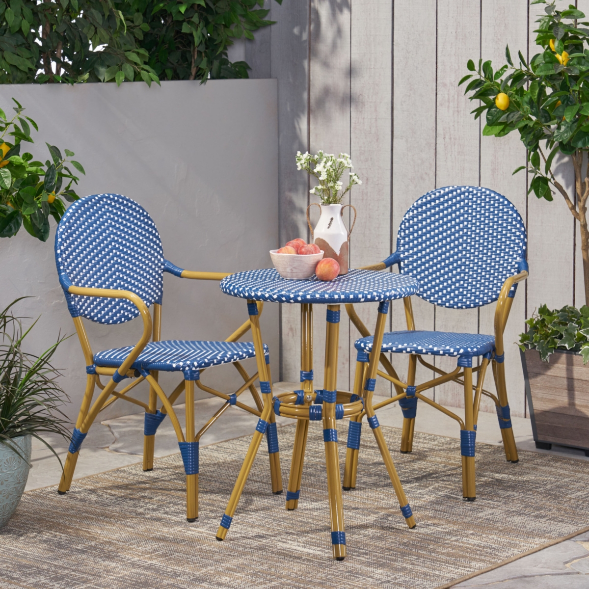 Streamdale 3-Pc French Bistro Set in Dark Teal & White
