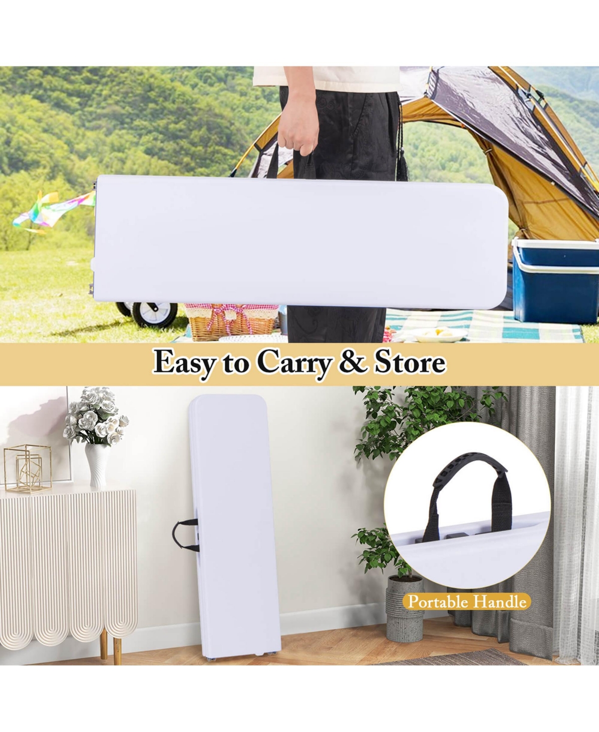 1 Pcs Portable Folding Bench with Convenient Handle Non-slip Foot Pads Sturdy Metal Legs