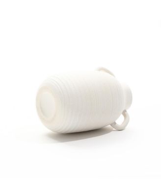 White Ceramic Jug 9.9-Inch Tall Round Vase