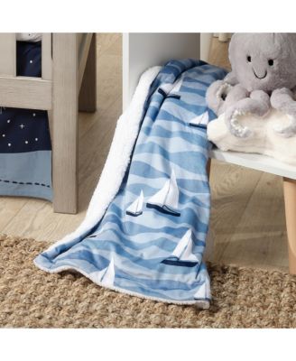 Little Skipper Soft Luxury Nautical Sailboat Fleece Baby Blanket