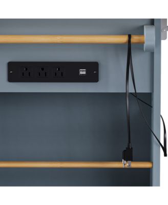 53" Drop Leaf, Power Outlet, Adjustable Shelves, Rolling Cart, Fridge-Inspired Racks Kitchen Island