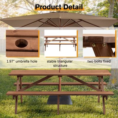 Streamdale 8-Person Picnic Table with Built-in Benches