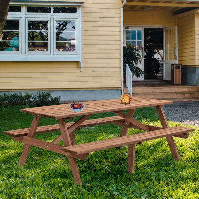 Streamdale 8-Person Picnic Table with Built-in Benches