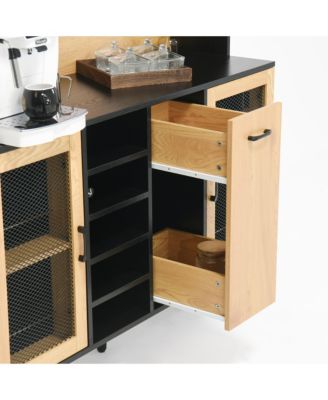 Streamdale Black & Natural Farmhouse Buffet Cabinet with Wine Rack