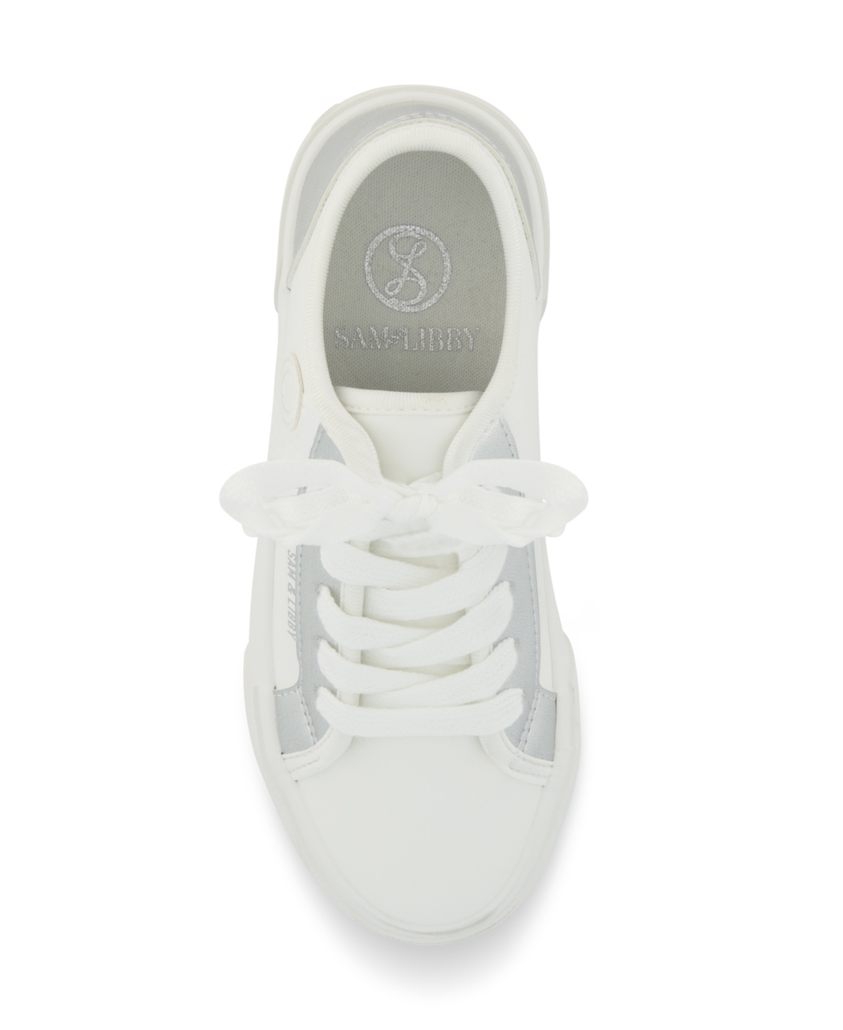 Sam & Libby Little And Big Girls Davie Dina Court Lace Up Sneaker In Silver