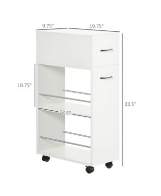 3- tier Slim Storage Cart, Rolling Narrow Kitchen Cart on Wheels for Small Place, Slide Out Side Utility Cart for Bathroom, Laundry