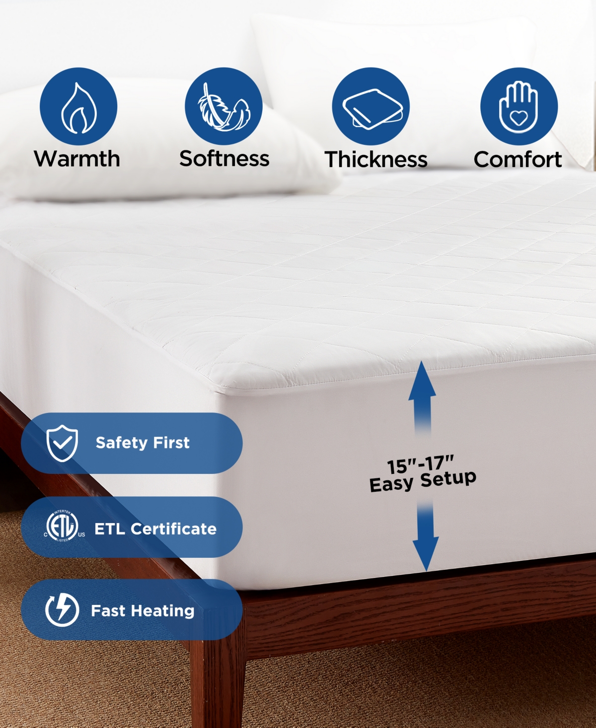 Sealy Heated Cotton Mattress Pad, King In White